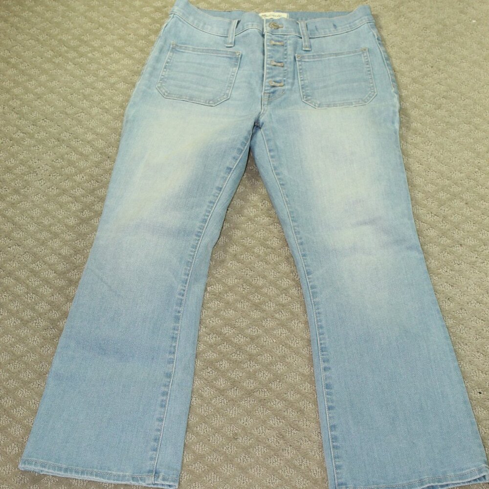 Madewell Cali Demi-Boot Denim Jeans Button Front Size 27 M4235 Light Wash #K7981